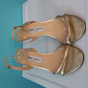 JIMMY CHOO Gold Strappy Sandals
